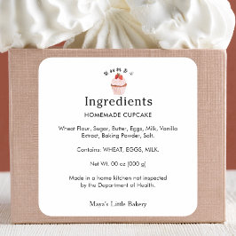 Rustige Aardbei Cupcake Ingredienten Product Vierkante Sticker