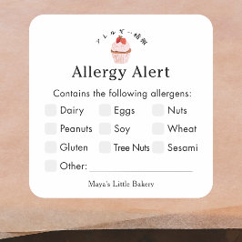Rustige Aardbeien Cupcake Bakkerij Allergie Waarsc Vierkante Sticker