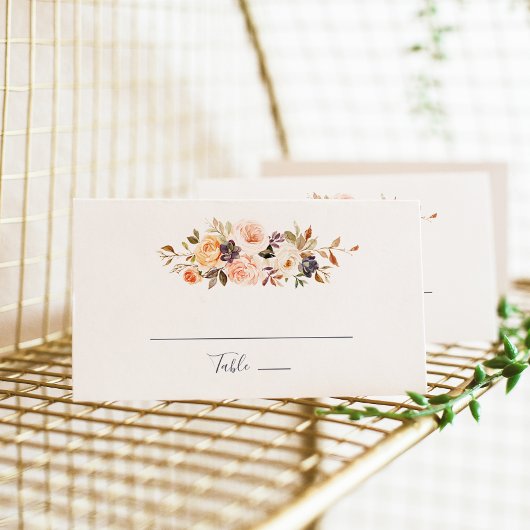 Rustige aarde Florals Flat Wedding Plaatskaartje
