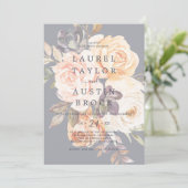 Rustige Aarde Florals Paarse zwevende bloemen brui Kaart (Staand voorkant)