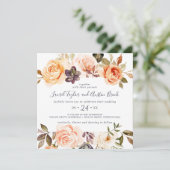 Rustige Aarde Florals Square Wedding Kaart (Staand voorkant)