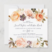 Rustige Aarde Florals Square Wedding Kaart (Voorkant)