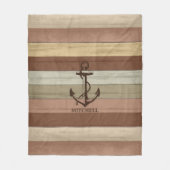 Rustige Aarde Tone Wood Nautical ⚓ Stripes & Ancho Fleece Deken (Voorkant)