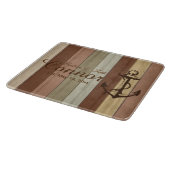 Rustige aardtoon Hout Nautical Stripes & Anchor Snijplank (Hoek)