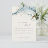 Rustige Abstracte blauwe goudvlek huwelijksgegeven Informatiekaartje (Staand voorkant)