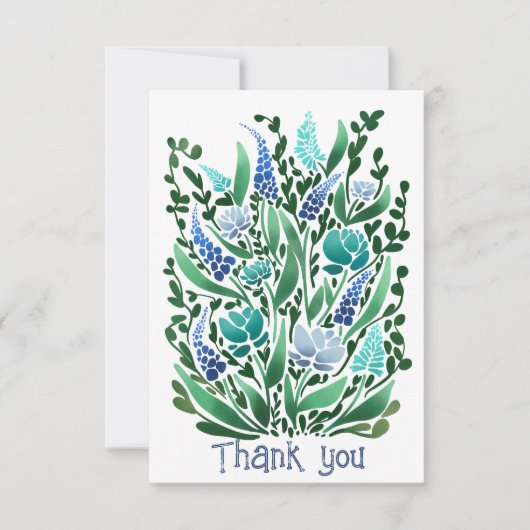 Rustige Abstracte bloemenflat dank u kaart (Voorkant)