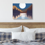 Rustige Abstracte bosmonreflectie Canvas Afdruk (Insitu (Slaapkamer))