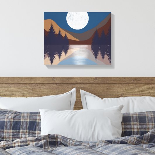 Rustige Abstracte bosmonreflectie Canvas Afdruk (Insitu (Slaapkamer))