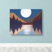 Rustige Abstracte bosmonreflectie Canvas Afdruk (Insitu (Houten vloer))