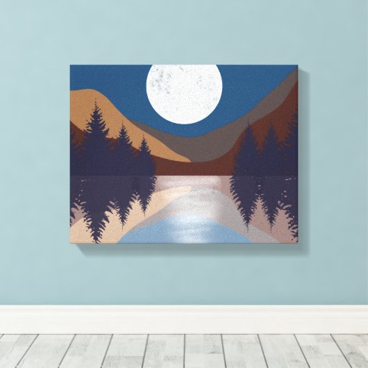 Rustige Abstracte bosmonreflectie Canvas Afdruk (Insitu (Houten vloer))