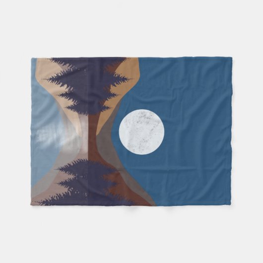 Rustige Abstracte bosmonreflectie Fleece Deken (Voorkant (Horizontaal))