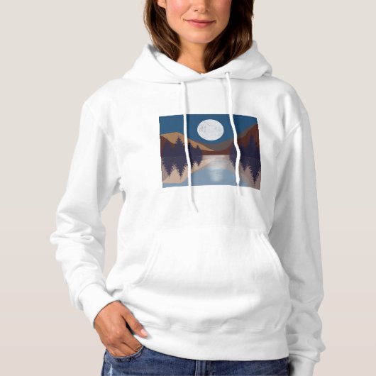 Rustige Abstracte bosmonreflectie Hoodie (Voorkant)