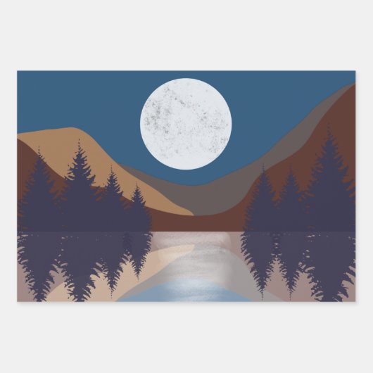 Rustige Abstracte bosmonreflectie Inpakpapier Vel (Voorkant 3)