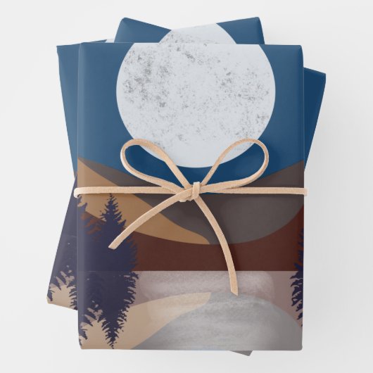 Rustige Abstracte bosmonreflectie Inpakpapier Vel (In situ)