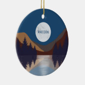 Rustige Abstracte bosmonreflectie Keramisch Ornament (Rechts)