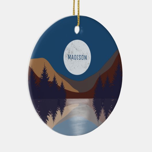 Rustige Abstracte bosmonreflectie Keramisch Ornament (Rechts)