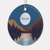 Rustige Abstracte bosmonreflectie Keramisch Ornament (Links)