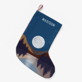 Rustige Abstracte bosmonreflectie Kleine Kerstsok (Voorkant (Hangend))