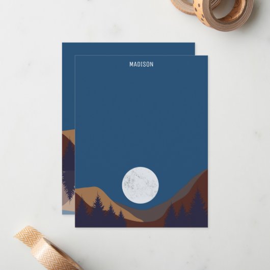 Rustige Abstracte bosmonreflectie Notitiekaartje (Voorkant / Achterkant in situ)