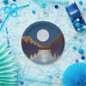 Rustige Abstracte bosmonreflectie Papieren Bordje (Feest)