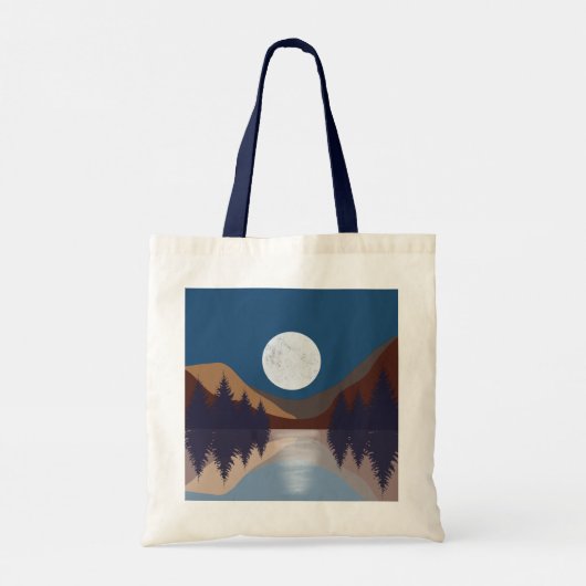 Rustige Abstracte bosmonreflectie Tote Bag (Achterkant)