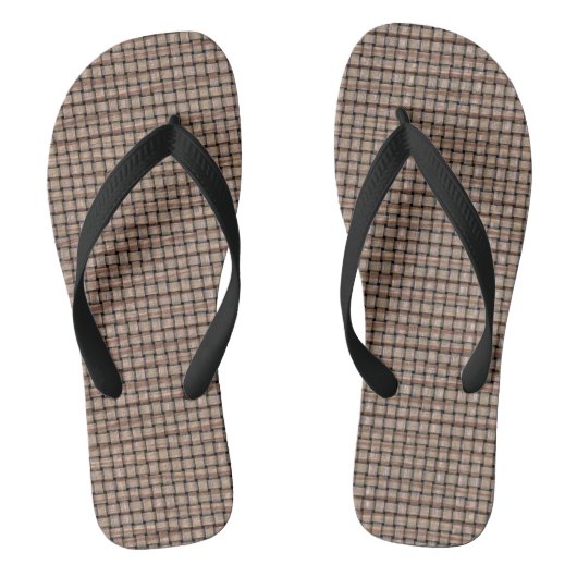 Rustige Abstracte Burlap Brown Tan Weave Teenslipp Teenslippers (Voetbed)