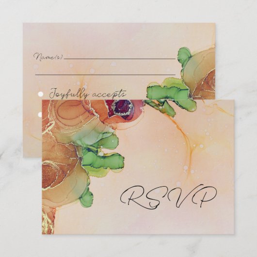 Rustige Abstracte Floral Wedding RSVP-kaart RSVP Kaartje (Voorkant / Achterkant)