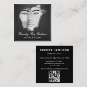 Rustige Abstracte Ivory Gold Grey QR Code Logo Vierkante Visitekaartje (Voorkant / Achterkant)