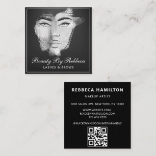 Rustige Abstracte Ivory Gold Grey QR Code Logo Vierkante Visitekaartje