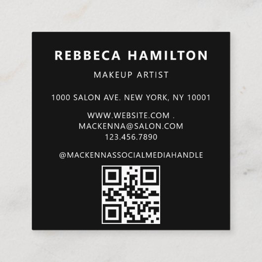 Rustige Abstracte Ivory Gold Grey QR Code Logo Vierkante Visitekaartje (Achterkant)