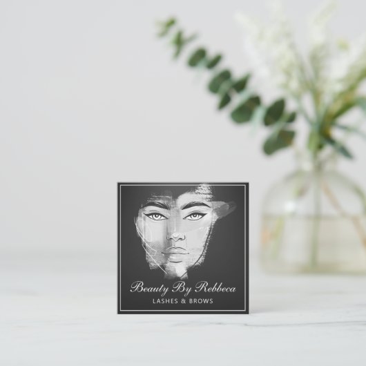 Rustige Abstracte Ivory Gold Grey QR Code Logo Vierkante Visitekaartje (Staand voorkant)