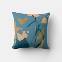 Rustige  Abstracte Kunstblauw Tan Kussen