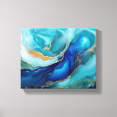 Rustige Abstracte Oceaan Kunst in Kobalt & Teal Canvas Afdruk (Voorkant)