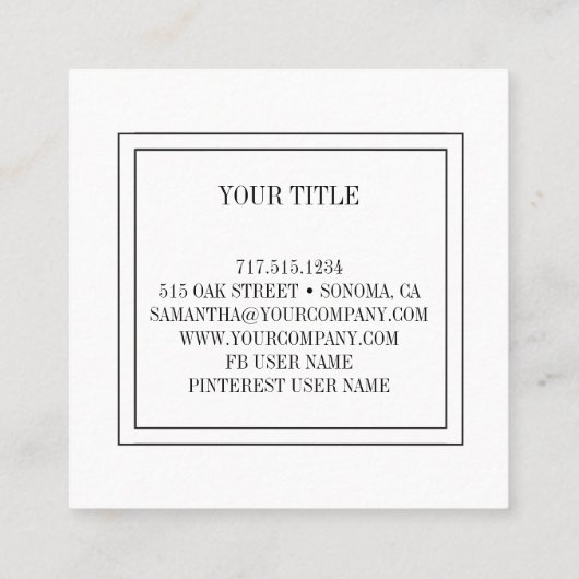 Rustige  achtergrond Uitgebreide uitsteeksels Vierkante Visitekaartje (Achterkant)