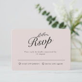 Rustige achtertuin Botanisch Leaf Hand Script RSVP Kaart (Staand voorkant)