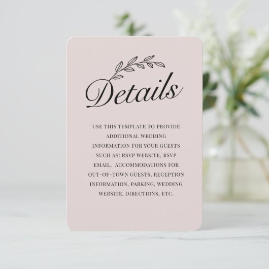 Rustige achtertuin Botanisch Leaf Hand Script RSVP Kaart (Staand voorkant)