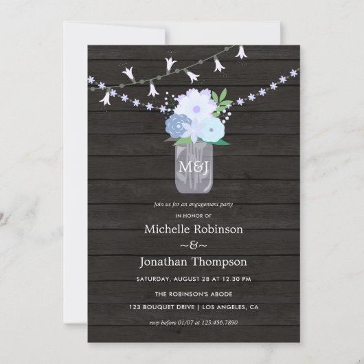 Rustige achtertuin mason jar Spring Engagement Par Kaart (Voorkant)