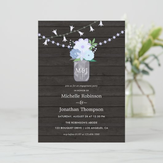 Rustige achtertuin mason jar Spring Engagement Par Kaart (Staand voorkant)
