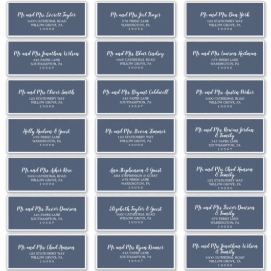 Rustige Adresetiketten van de marine en de witte b Sticker (Voorkant)