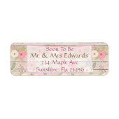 Rustige Adresetiketten van hout roze en tan Flower Etiket (Voorkant)