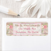 Rustige Adresetiketten van hout roze en tan Flower Etiket (Insitu)