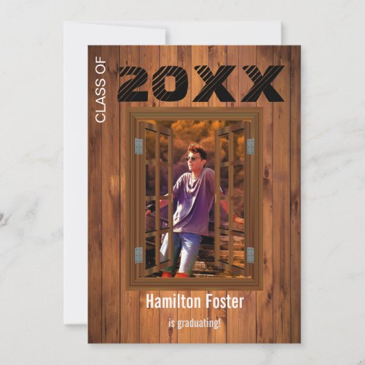 Rustige Afstuderen Cherry String Lights Barn Wood Kaart (Voorkant)