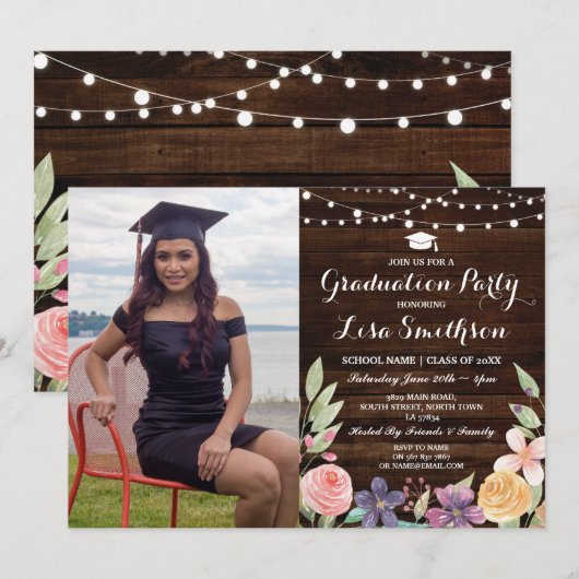 Rustige Afstuderen Flowers Lights Hood Foto Kaart (Voorkant / Achterkant)