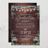 Rustige Afstuderen Hout Eucalyptus String Lights Kaart (Voorkant / Achterkant)