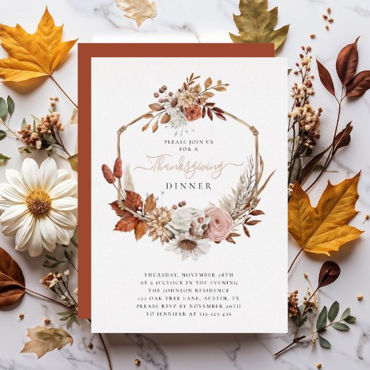 Rustige afval laat Thanksgiving eten Folie Uitnodiging