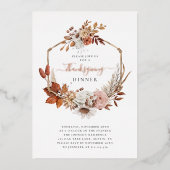 Rustige afval laat Thanksgiving eten Folie Uitnodiging (Voorkant)