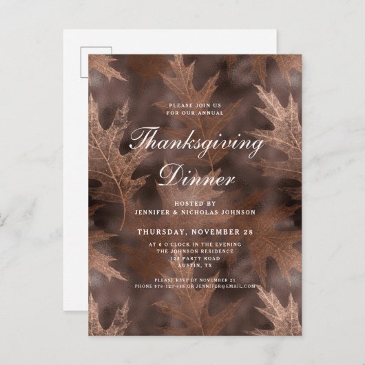 Rustige afval laat Thanksgiving eten Uitnodiging Briefkaart (Voorkant / Achterkant)