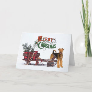 Rustige Airedale Kerst Feestdagen Kaart