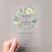 Rustige Airy Botanical Neutral Floral Wedding Acryl Uitnodigingen (Insitu (Draagbaar))
