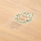 Rustige Airy Botanical Neutral Floral Wedding Acryl Uitnodigingen (Laagn)